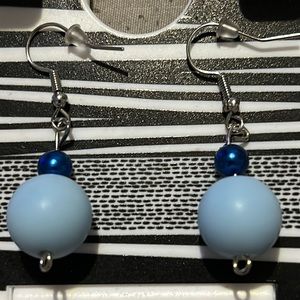 Homemade Blue Bubble Earrings